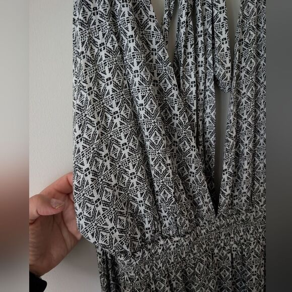 Lulus Casablanca Queen Black and White Print Maxi Halter Dress Size Medium - Picture 3 of 10